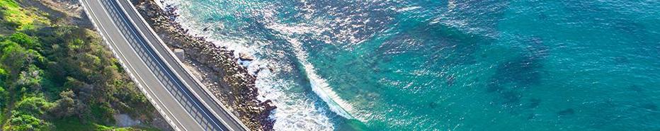 An aerial photograph captured at the beautiful Sea Cliff Bridge located in Clifton, New South Wales